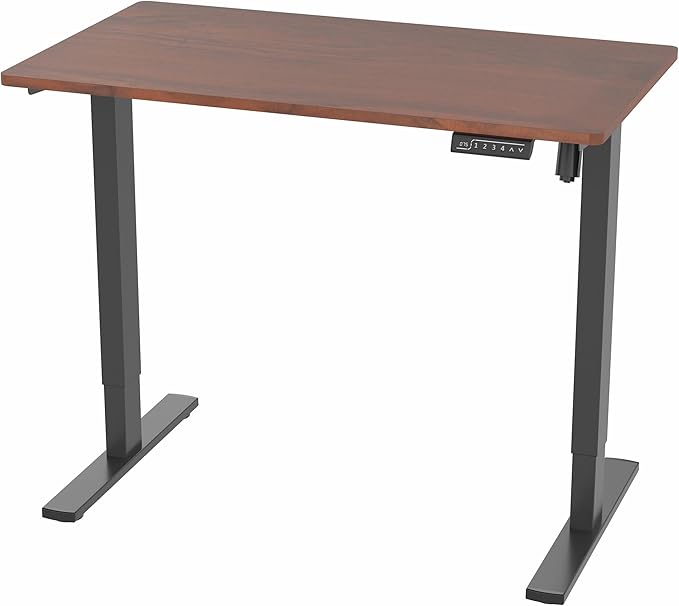 VIVO Electric 43 x 24 in Standing Desk, Memory Height Adjustment, 1B Series, One-Piece Dark Walnut Top, Black Frame, DESK-KIT-1B4D