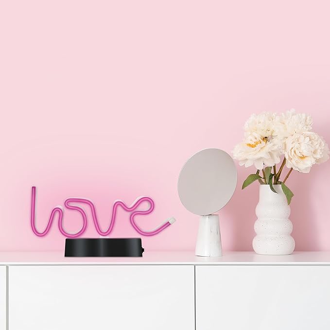 Neon Love Desktop LED Light, 2AA Battery Powered, Gift for Kids & Adults, Festive Room Decor, Romantic Desk Lamp, Cute Light for Valentine’s Day