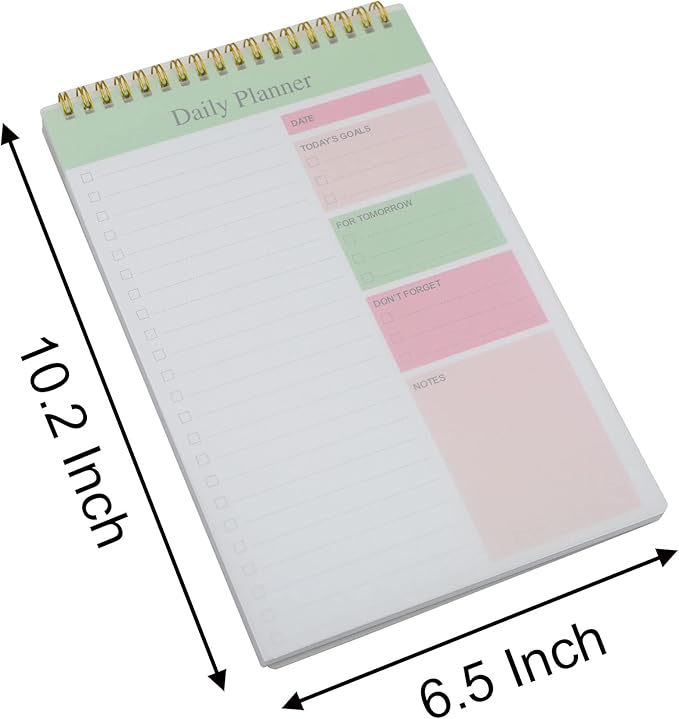 Undated to Do List Notepad Notebook Daily Planner 80 Sheets 6.5'' x 9.8'' Checklist Productivity Organizer for Work Academic Planner, Things to Do List Planner (Green)
