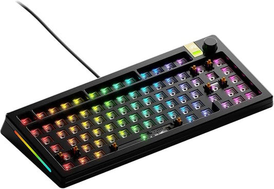 Glorious Gaming - GMMK 3 PRO HE (Barebones) Rapid Trigger Keyboard, Hall Effect, 8K Polling, Custom Modular Aluminum Body & Gasket System, Supports MX Mechanical & Magnetic Switches 75% (Black)