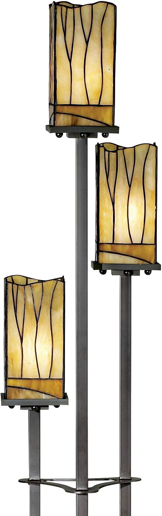 Robert Louis Tiffany Sedona Tiffany Style Floor Lamp Standing with USB Charging Port 3-Light 72" Tall Bronze Metal Amber Art Glass Shade for Living Room Reading House Bedroom Home Office