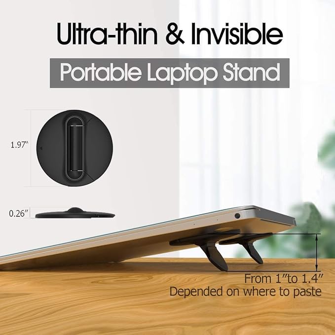 Portable Mini Laptop Stand for Desk Foldable Invisible Laptop Riser Lightweight Universal Ventilated Notebook Stands for Computer Laptop Holder Compatible with MacBook Air Pro 10-17 Inch (2 Pack)