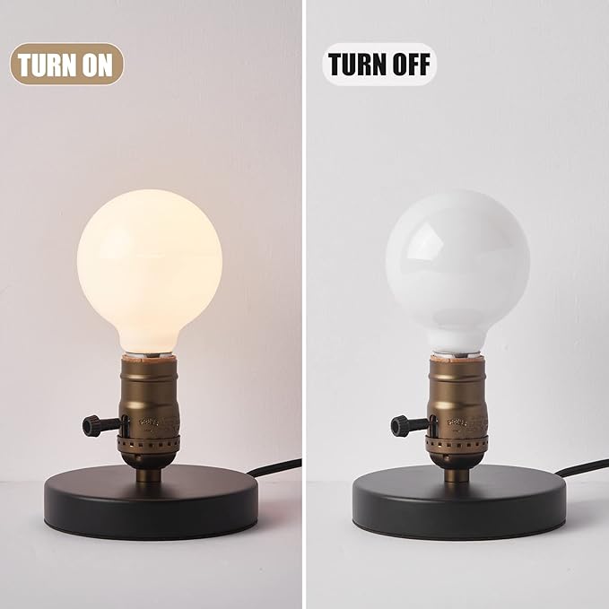 OuXean Vintage Table Lamp, Industrial Desk Lamp Small Retro Bedside Lamp with ON/Off Switch E26 Lamp Holder for Home Lighting Decor, Cafe Bar, Studio Antique Decor(Without Bulb)