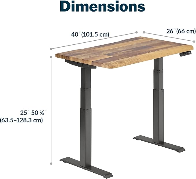 Vari ComfortEdge 40x26 Inch Adjustable Standing Desk – Small Electric Sit Stand VariDesk for Apartment, Bedroom, or Home Office + Beveled Edge, Tool-Free Assembly (Reclaimed Wood)