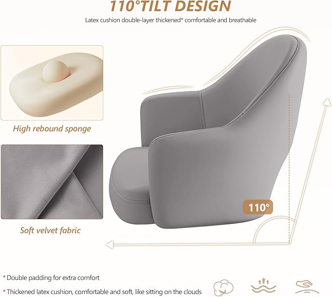 Home Office Chair Velvet Vanity Chairs Cute Makeup Desk Chair with Wheels Mid Back Computer Chairs Height Adjustable Small Swivel Rolling Task Chair