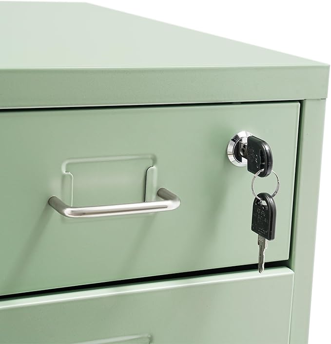 6 Drawers Rolling File Cabinet, Metal Filing Cabinets with Lock, 27 inch H Vertical Filing Organization Under Desk for Home Office, Heavy Duty Metal Storage Cabinet for A4/Letter/Legal Size File