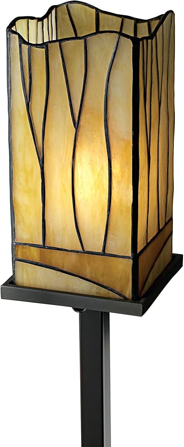 Robert Louis Tiffany Sedona Tiffany Style Floor Lamp Standing with USB Charging Port 3-Light 72" Tall Bronze Metal Amber Art Glass Shade for Living Room Reading House Bedroom Home Office