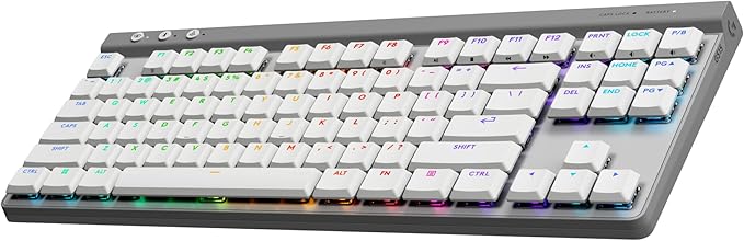 Logitech G515 Wireless Gaming Keyboard TKL, LIGHTSYNC RGB, Thin Tenkeyless Design, Double-Shot PBT Keycaps, Tactile Brown Mechanical Switches - White
