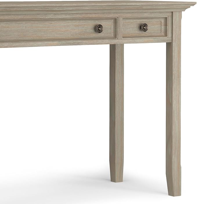 SIMPLIHOME Amherst Desk - 54-Inch Wide Solid Wood Writing Desk in Distressed Grey, Transitional Home Office Computer Table for Workspace or Study with 2 Drawers and Flip-Down Keyboard Tray