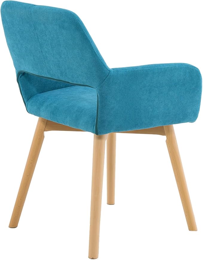 Desk Chair No Wheels Vanity Chair Comfy Accent Chair for Living Dining Room Bedroom Home Office Mid Century Modern Upholstered Armchair Sofa Chair (Teal, 1)