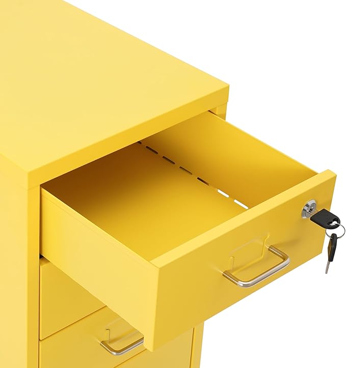DYRABREST 6 Drawers Rolling File Cabinet, Metal Filing Cabinets with Lock, 27 inch H Vertical Filing Cabinet Under Desk for Home Office, Heavy Duty Metal Storage Cabinet for A4/Letter/Legal Size File