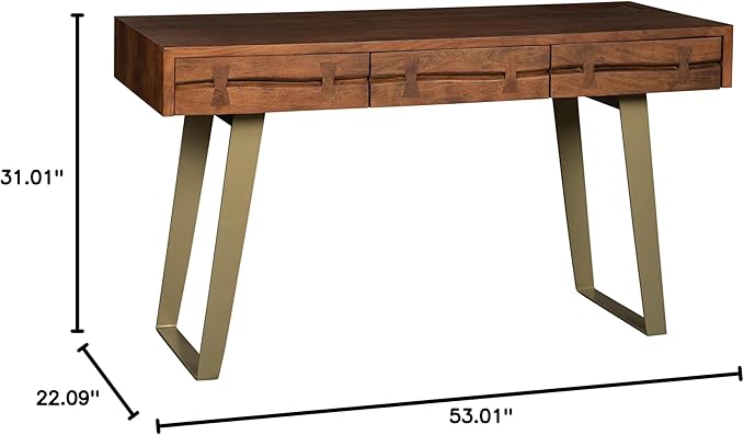 Hekman Writing Desk - Durable Solid Wood Secretary Table with Metal Legs, Executive Workstation with Drawers, Modern Home Office Desk, Study Table for Work, Wooden Home Office Furniture with Storage