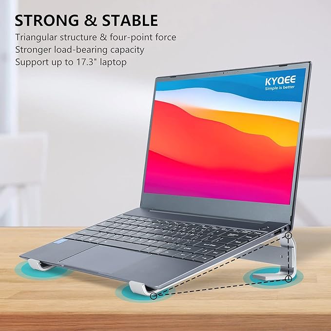 Laptop Stand for Desk, Ergonomic Aluminum Laptop Riser, Ventilated Notebook Stand Compatible with MacBook Air Pro, Dell XPS, HP, More 11-17.3 Inches Work from Home