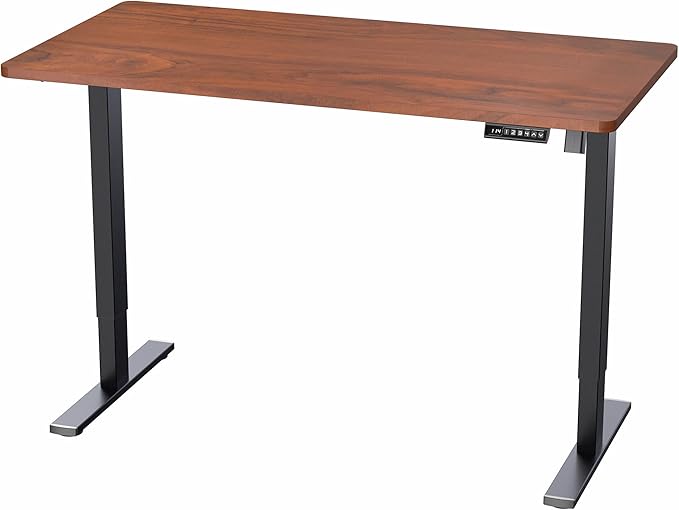 VIVO Electric 55 x 28 in Standing Desk, Memory Height Adjustment, 1B Series, One-Piece Dark Walnut Top, Black Frame, DESK-KIT-1B55D