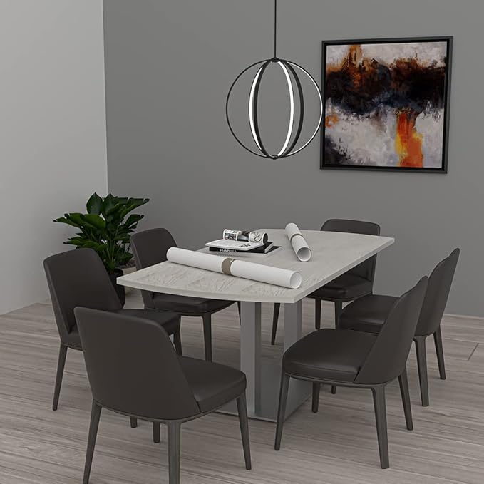 SKUTCHI DESIGNS INC. 6 Person Arc Rectangle Conference Table | Matte Black Metal T-Bases | Harmony Series Meeting Tables for Offices, Training Rooms, and Homes | White - 48X72