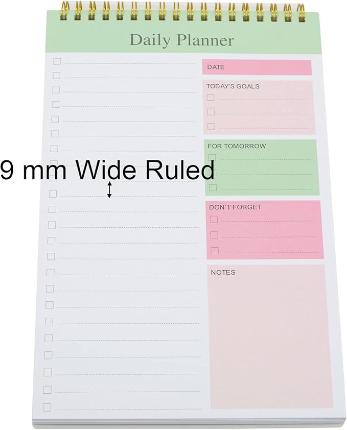 Undated to Do List Notepad Notebook Daily Planner 80 Sheets 6.5'' x 9.8'' Checklist Productivity Organizer for Work Academic Planner, Things to Do List Planner (Green)