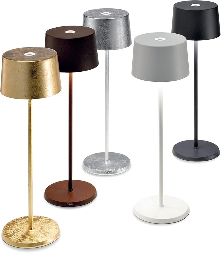 Zafferano, Olivia Pro Lamp, Rechargeable Cordless Table Lamp with Touch Control, Suitable for Indoor and Outdoor, Dimmer, 2700-3000 K, Height 14 Inches, Rust Color