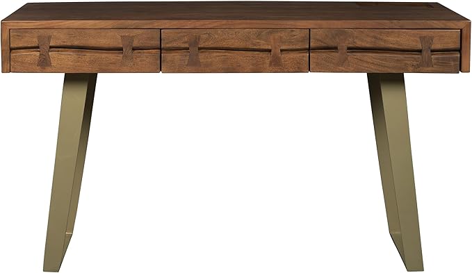 Hekman Writing Desk - Durable Solid Wood Secretary Table with Metal Legs, Executive Workstation with Drawers, Modern Home Office Desk, Study Table for Work, Wooden Home Office Furniture with Storage
