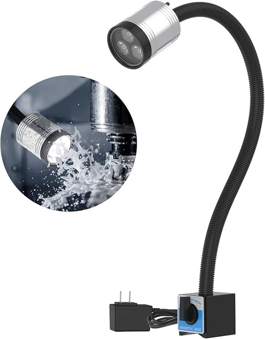 Magnetic Light, Led Machine Light, Magnetic Gooseneck Work Light 900 Lumens 120 Volt IP66 Water Proof Lamp for Machine Tools Lathe Milling Drill Press Industrial Workbench Lighting