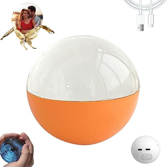 Memory Sphere Lamp, Memory Orb Lamp, Crystal Ball Video Player, 3D Video Photo Display Sphere, Uploadable Videos Photos, LED Night Light for Bedroom Living Room(Yellow)