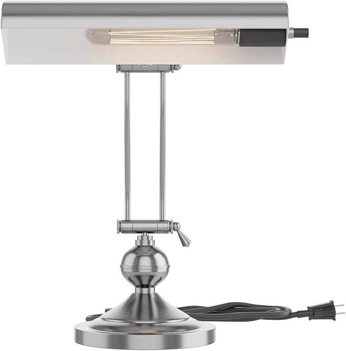 Home Intuition Classic Antique Retro Adjustable Leaning Piano Lamp Banker Desk Light (Satin Nickel)