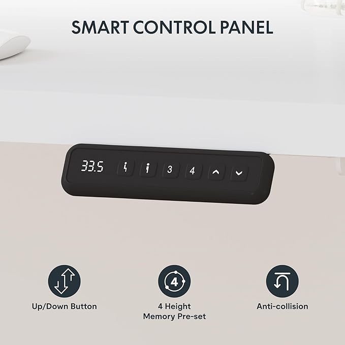 SANODESK Electric Corner L-Shaped 63 x 55 in Standing Desk, Memory Height Adjustment, White Top White Frame