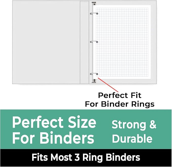 Rosmonde 6750 Sheets Graph Paper Bulk, 45 Pack, Bulk Loose Leaf Paper, 4x4, 8" x 10.5", Bulk Grid Paper, Thick Graphing Paper, Fights Ink Bleed, 3 Hole Punched, Quad Ruled Sheets, Bulk School Supplies
