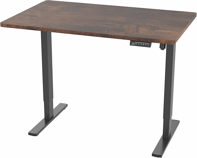 VIVO Electric 48 x 30 in Rustic Standing Desk, Memory Height Adjustment, 1B Series, One-Piece Vintage Brown Top, Black Frame, DESK-KIT-1B5N