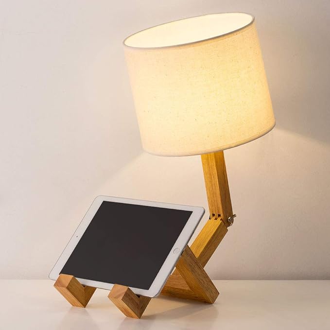 HAITRAL Cute Desk Lamp - Creative Table Lamp with Wood Base Changeable Shape Desk Lamp for Bedroom, Study, Office, Kids Room