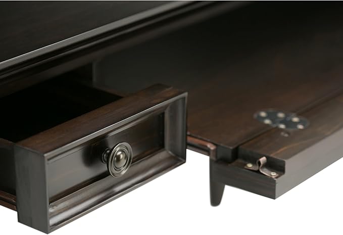 SIMPLIHOME Amherst Desk - 54-Inch Wide Solid Wood Writing Desk in Hickory Brown, Transitional Home Office Computer Table for Workspace or Study with 2 Drawers and Flip-Down Keyboard Tray