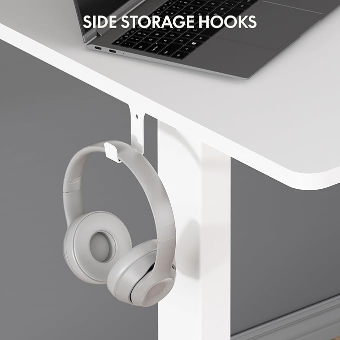 FLEXISPOT Standing Desk Electric Height Adjustable Desk with 48 x 24 Inch Splice Board, Home Office Computer Workstation, White Top + White Frame