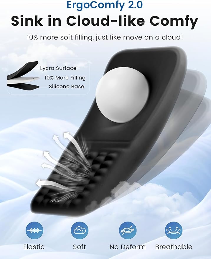 Vaydeer Ergonomic Mouse Pad with Wrist Support – Memory Foam Mousepad with Massage Bulge & Non-Slip PU Base, Relieves Carpal Tunnel Pain, Ideal for Computer, Laptop, Office & Home (11.7×7.6 in, Black)