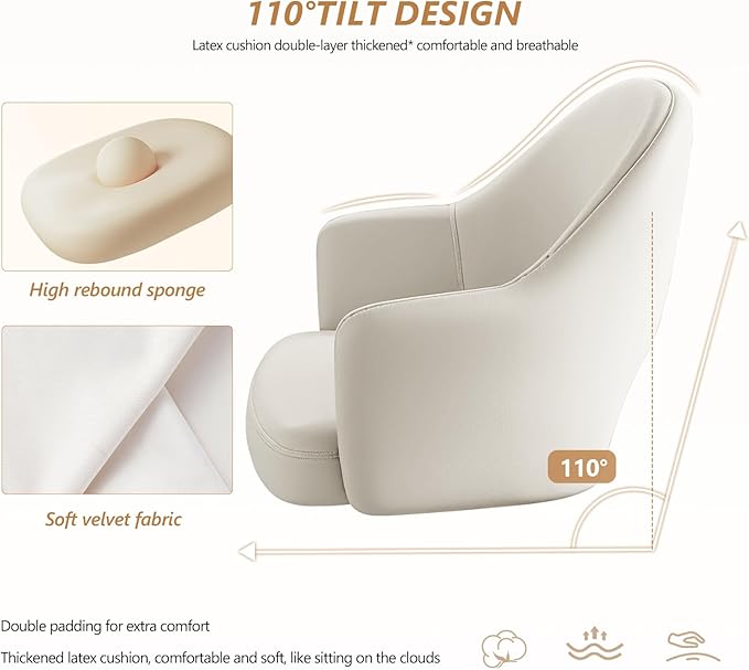 Home Office Chair Velvet Vanity Chairs Cute Makeup Desk Chair with Wheels Mid Back Computer Chairs Height Adjustable Small Swivel Rolling Task Chair