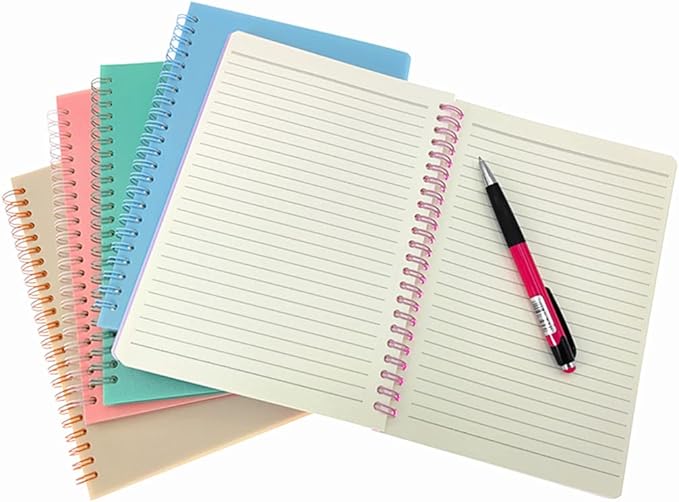 ALIMITOPIA Spiral Notebook Journal,College Ruled Plastic Hardcover Wirebound Notepad Diary Memo Planner Sketch Note Book for School Office Travel Business Supplies,100gsm Thick Offwhite Inner