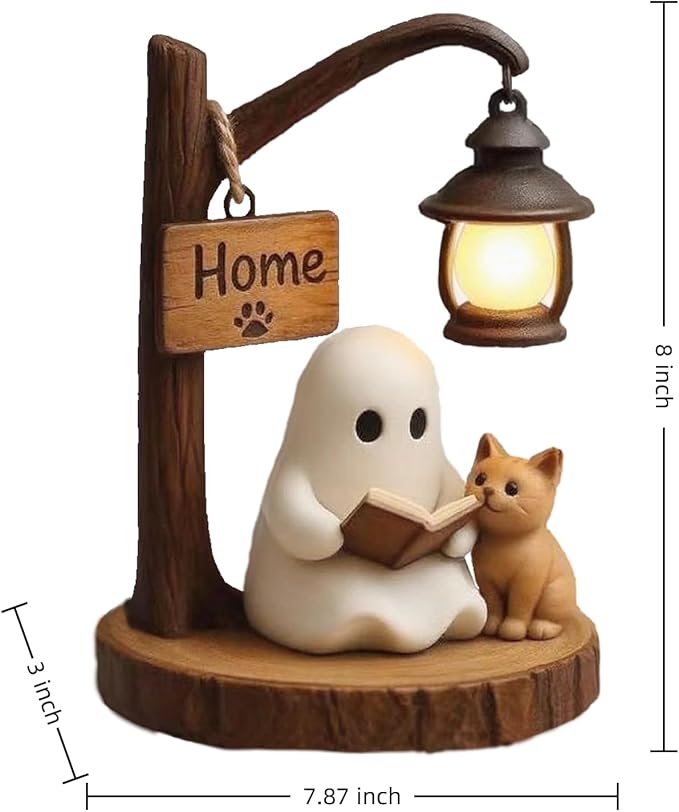 New 3D Resin Cat Ghost Reading Light Bo,Halloween Decoration Room Decoration, Suitable for Family,School, Party Gifts