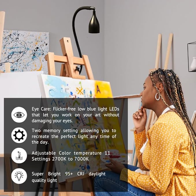 Method Lights ML-EL Smart Easel Light LED for Artists - Long Life Rechargeable Battery & Remote Control
