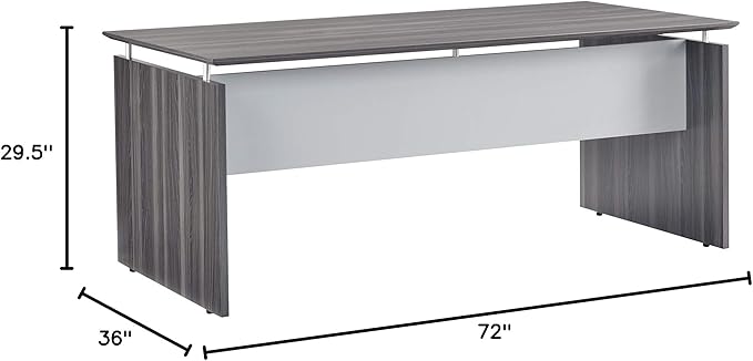 Mayline MNDS72LGS Medina Straight Edge Desk, 72"W, Gray Steel Laminate