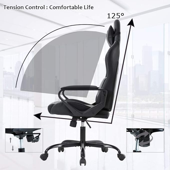 PC Gaming Chair Ergonomic Office Chair Cheap Desk Chair Executive Task Computer Chair Back Support Modern Executive Adjustable Arms Rolling Swivel Chair for Women, Men