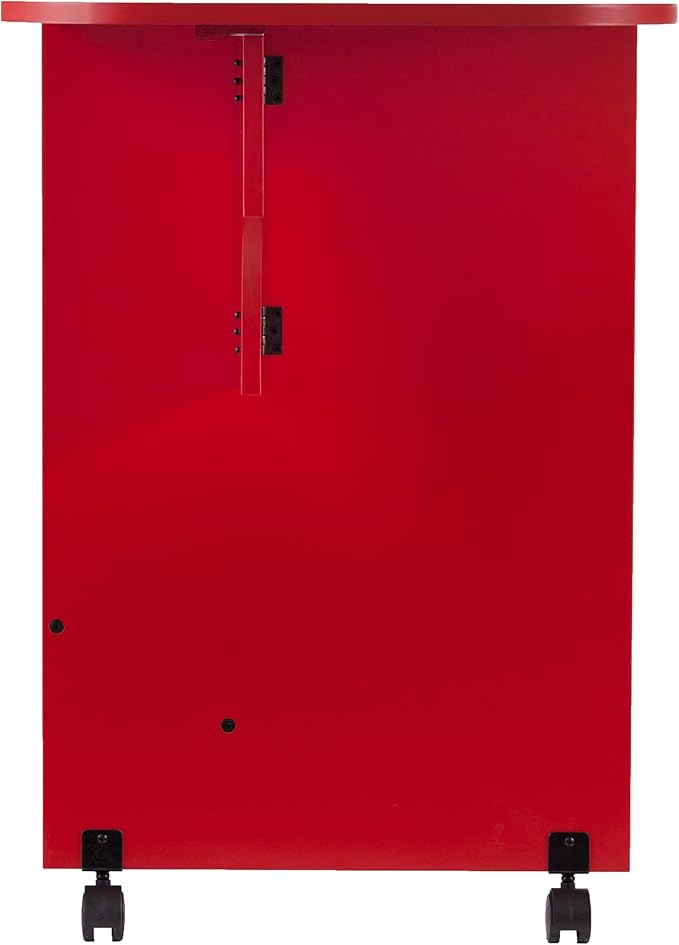 SEI FURNITURE Southern Enterprises Expandable Rolling Sewing Station Craft Table, Red