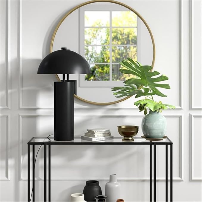 York 27" Tall Table Lamp with Metal Shade in Blackened Bronze/Blackened Bronze