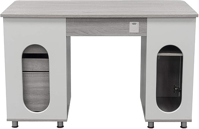 47.5'' Computer Desk with File Cabinet and Drawers, Storage Cabinet with Removable Shelf and Ventilation for CPU, Home Office Desk or Computer Workstation with Keyboard Tray, Grey