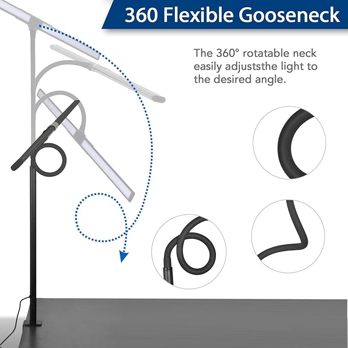 LED Desk Lamp for Office Home, an Eye-Protecting Architect's Work Light with Clips,33 inches, 24W,Ultra-Bright 1336 lumens,Adjustable lightTableOffice Desk lamp