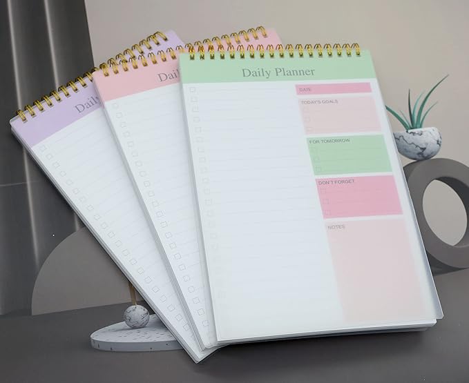 Undated to Do List Notepad Notebook Daily Planner 80 Sheets 6.5'' x 9.8'' Checklist Productivity Organizer for Work Academic Planner (Purple Pink Green)