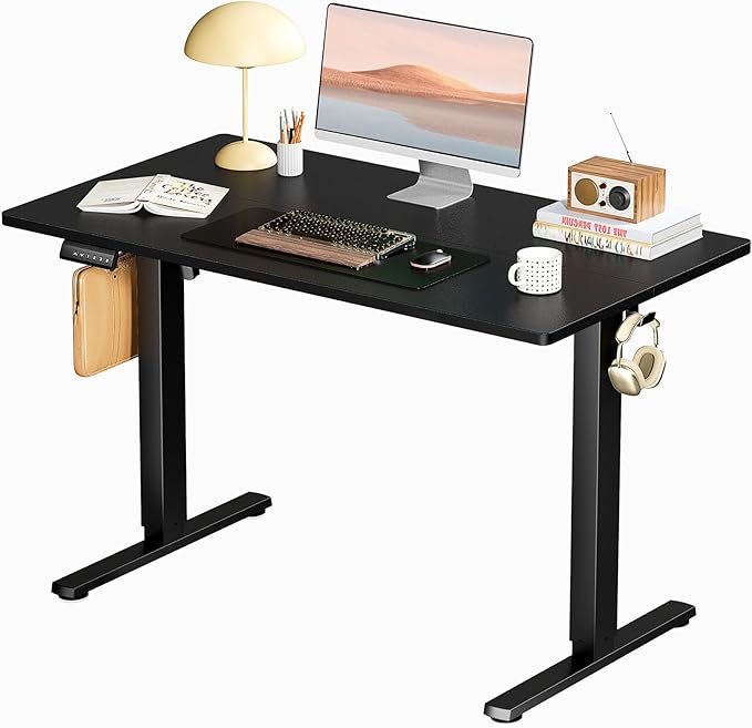 Electric Standing Desk, Adjustable Height Stand up Desk, 40x24 Inches Sit Stand Home Office Desk with Splice Board,Black