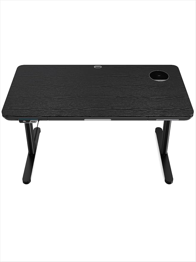 Smart Executive Electric Standing Desk, Wireless Charging, with Storage Drawer, Hidden Power Strip, Black