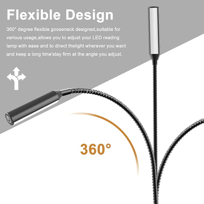 VST Books Lights for Headboard, Bedside Wall Mounted Reading Lamp, Reading Light Touch to Adjust Color Temp (3000K/4000K/6000K) and Brightness, USB/Type-C Charging Ports, 20W Driver, ETL-Listed