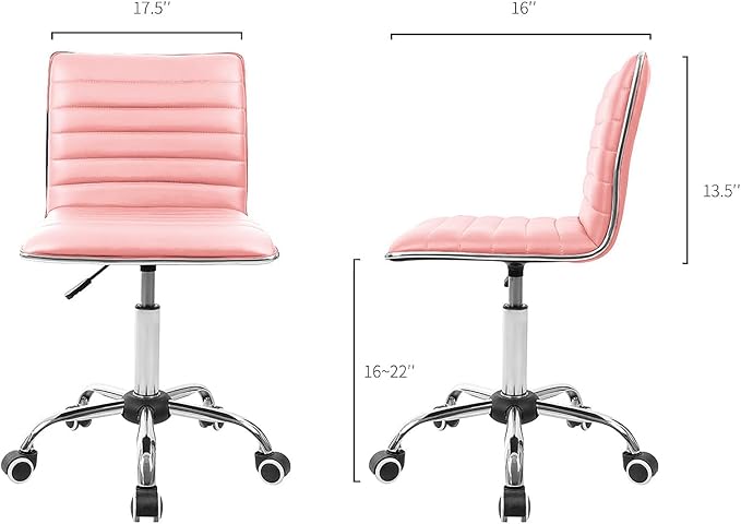 JUMMICO Office Chair Mid Back Task Chair Adjustable Home Computer Executive Desk Chair with 360° Swivel (Pink)