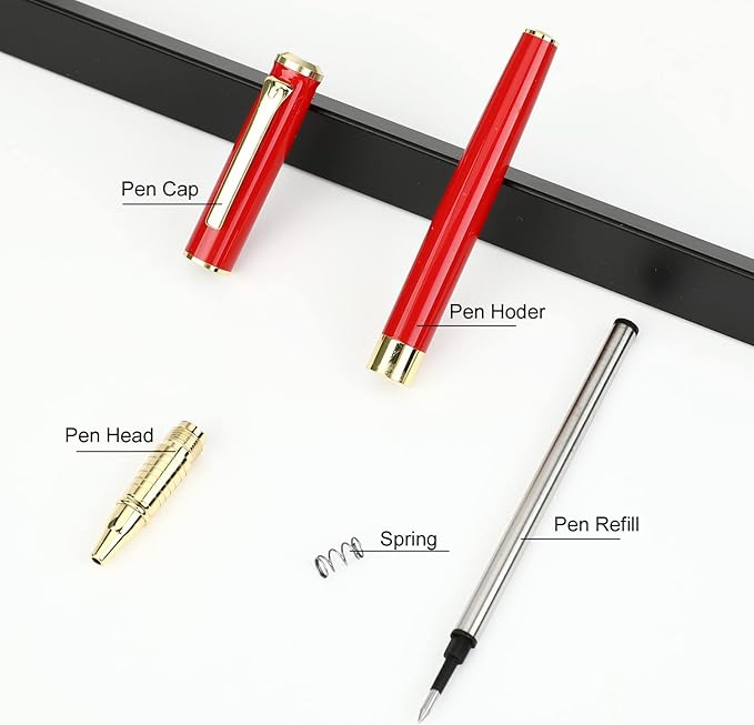 YIVONKA Luxury Ballpoint Pen Black Refill Line width 0.5mm,Best Office Pen Gift for Men & Women Professional Executive,Nice BallPens Classy Gift Box (Red)