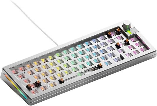 Glorious Gaming - GMMK 3 PRO Barebones Custom Keyboard Kit w/Knob, Custom Modular Aluminum Body & Gasket System,Hotswappable 65% Compact Keyboard, Sound Dampening Foam, Aluminum Switch Plate (Silver)
