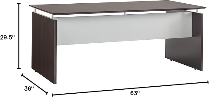 Mayline MNDS63LDC Medina Straight Edge Desk, 63"W, Mocha Laminate
